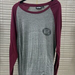 Vans Heather Gray and Burgundy Raglan Tee